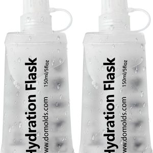 2Pcs 150ml Soft Flask Folding TPU Hydration Flask Running Water Bottle(5.29 oz), Water Pouch for Running Vest, Hiking, Cycling (White 150ml*2)