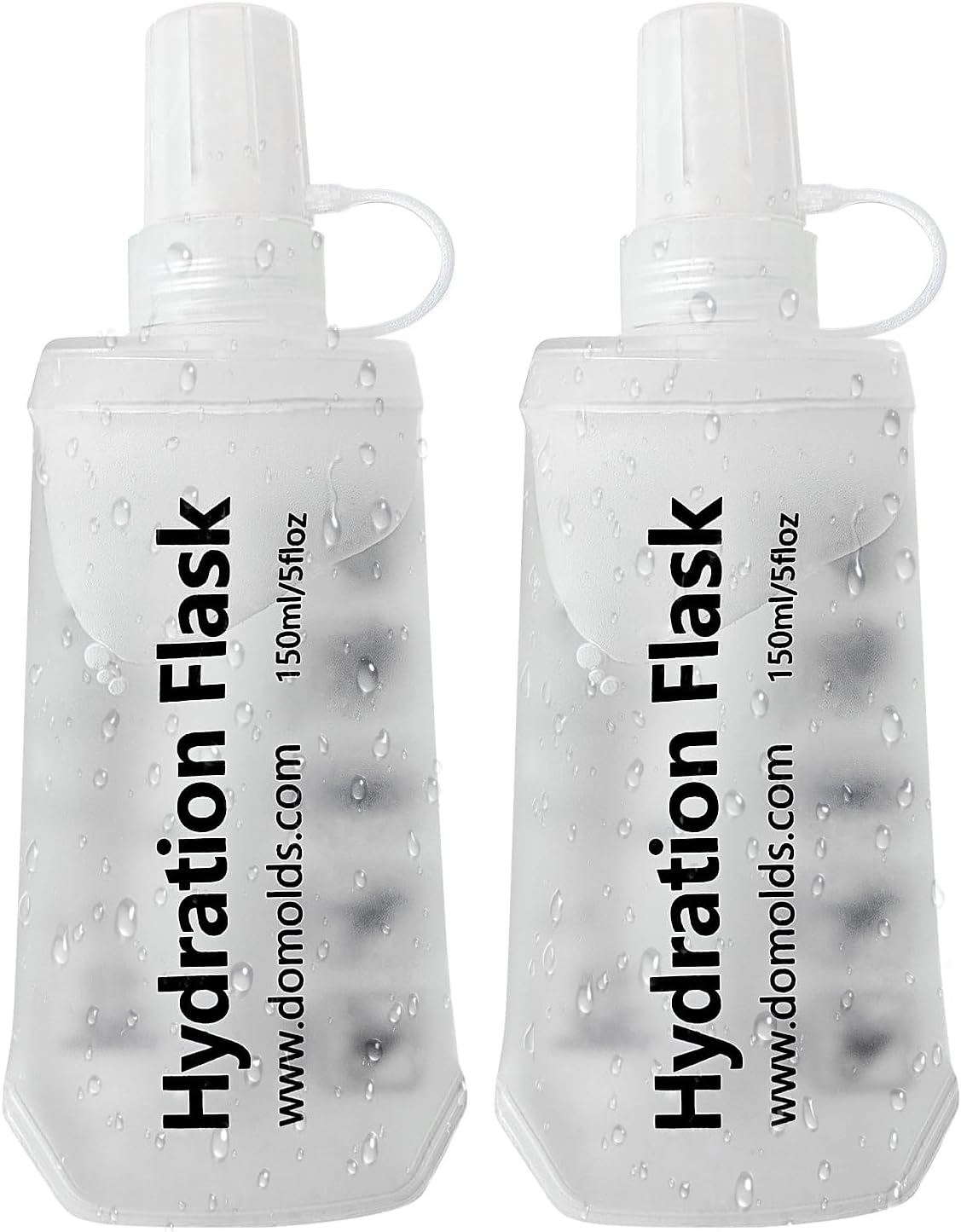 2Pcs 150ml Soft Flask Folding TPU Hydration Flask Running Water Bottle(5.29 oz), Water Pouch for Running Vest, Hiking, Cycling (White 150ml*2)