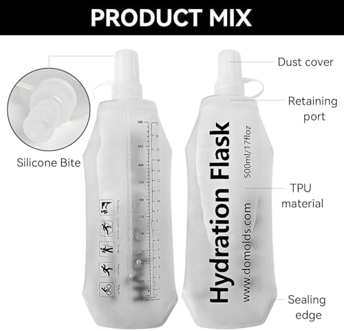 2Pcs 150ml Soft Flask Folding TPU Hydration Flask Running Water Bottle(5.29 oz), Water Pouch for Running Vest, Hiking, Cycling (White 150ml*2) - Image 3