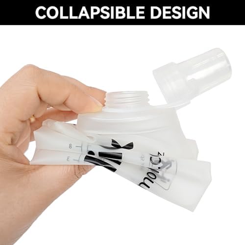 2Pcs 150ml Soft Flask Folding TPU Hydration Flask Running Water Bottle(5.29 oz), Water Pouch for Running Vest, Hiking, Cycling (White 150ml*2) - Image 4