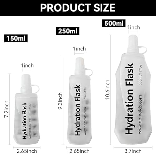 2Pcs 150ml Soft Flask Folding TPU Hydration Flask Running Water Bottle(5.29 oz), Water Pouch for Running Vest, Hiking, Cycling (White 150ml*2) - Image 7