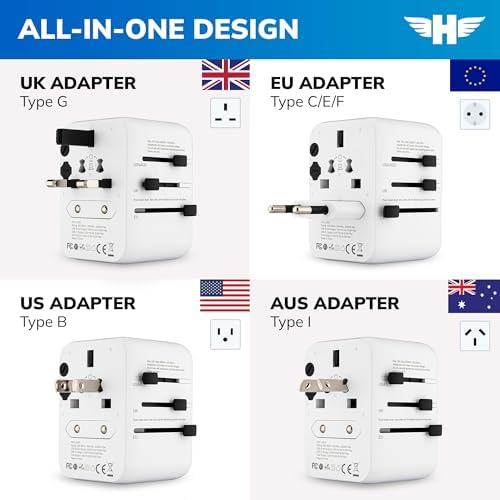 Hero Universal Travel Adapter – Power Plug for US Europe France UK Ireland Thailand NZ Australia 100+ Countries | 2 USB-A & 1 USB-C - Image 5