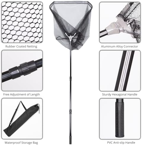 Retractable Long Landing Net - 83" Large Fishing Net Telescoping Handle, 26" Deep. with Storage Bag - Image 4